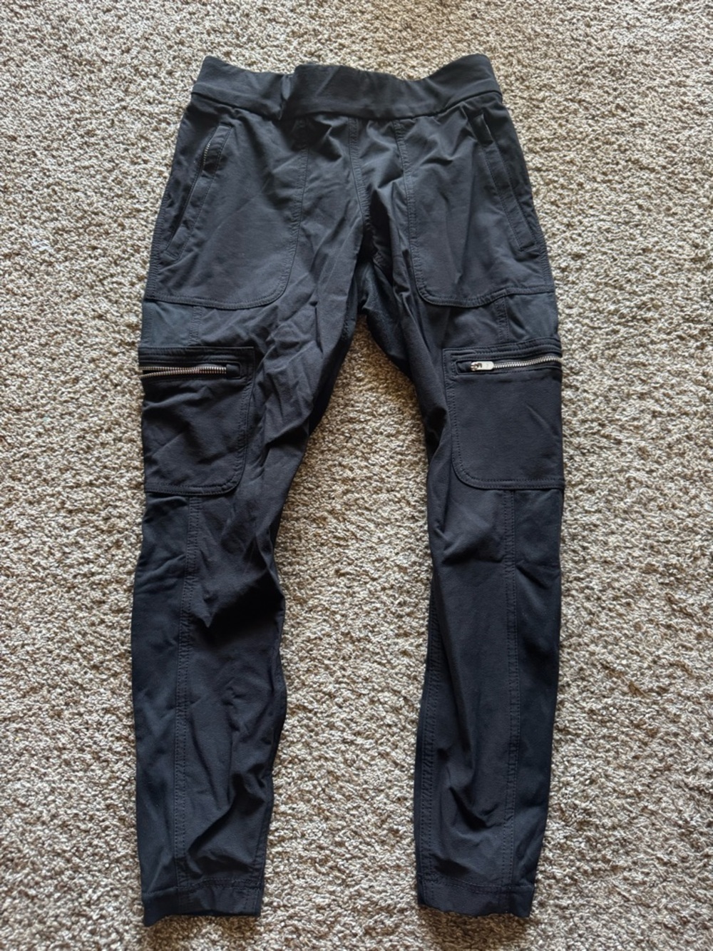 Athleta Black Stretch Cargo Joggers with Zip Pockets